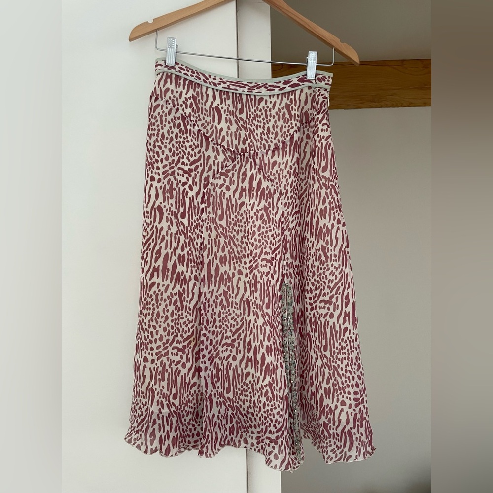Blumarine Leopard Jade Beading Skirt